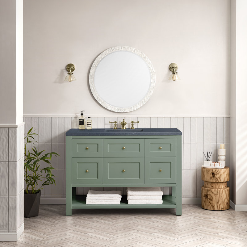 Breckenridge 48'' W Single Vanity, Charcoal Soapstone, Smokey Celadon, 8" Widespread