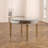 Caila Round Glass Top Solid Wood Base Dining Table