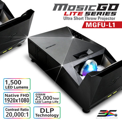 Projecteur ultra court EliteProjector IPX2 Native IPP210P UST CLR DLP 25000 heures OSRAM DEL Trépied inclus activités intérieures / extérieures - MGFU-L1