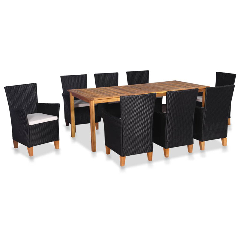 Thirsk Square Dining Set with Cushions, 78.7" L x 35.4" W x 29.1" H, 8