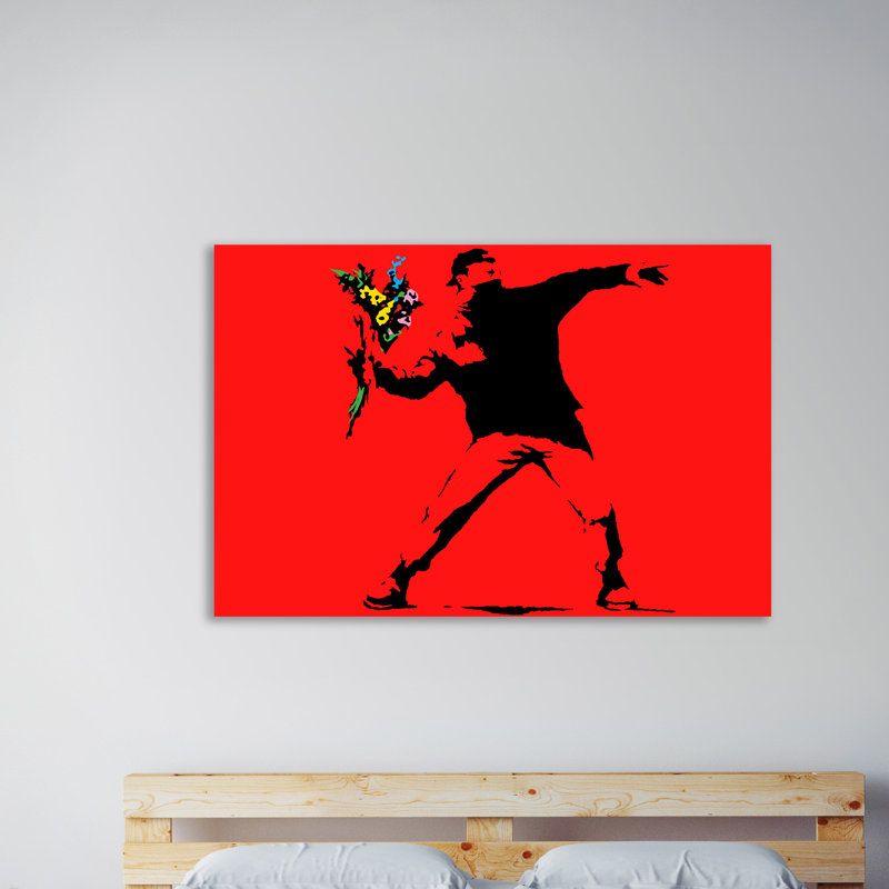 Flower Thrower by Banksy - Wrapped Canvas Print, 30 cm H x 46 cm W x 4 cm D