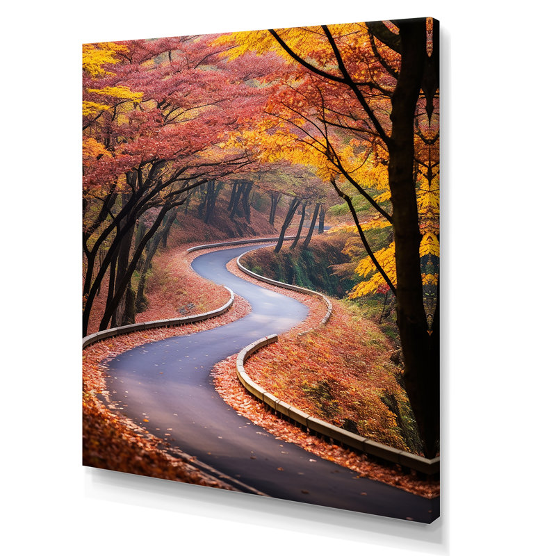 «Rosy Blooming Pathway Into The Forest V - Road», art mural, Toile tendue, H 32 po x l 16 po x P 1 po