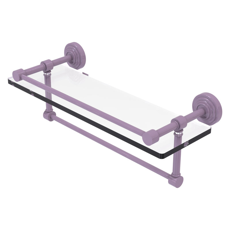Tablette en verre avec barre à serviettes, H 5 po x l 16 po x P 5 po, Lavande