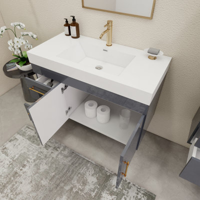 41.9" Wall-Mounted Single Bathroom Vanity Set