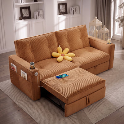 Canapé-lit multifonctionnel 2-en-1 pour petits espaces, P 73,2 po x l 32,2 po x H 36,6 po, P 63 po x l 70,86 po x H 36,2 po