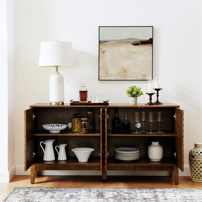 Buffet avec rangement, buffet avec tablettes réglables, armoire d'appoint pour la cuisine, vestibule, Noyer brun