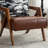 Mid Century Modern Upholstered Leather Solid Wood Accent Armchair with an Extra Pillow-569038713