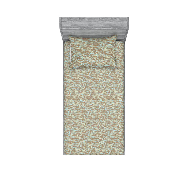 Drap-housse et taie décorative Ambesonne, Ensemble de draps pour lit simple avec 1 taie d'or