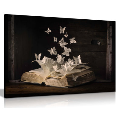 Book Butterfly Paper cuts Artistic 1 Piece Wrapped Canvas Wall Art
