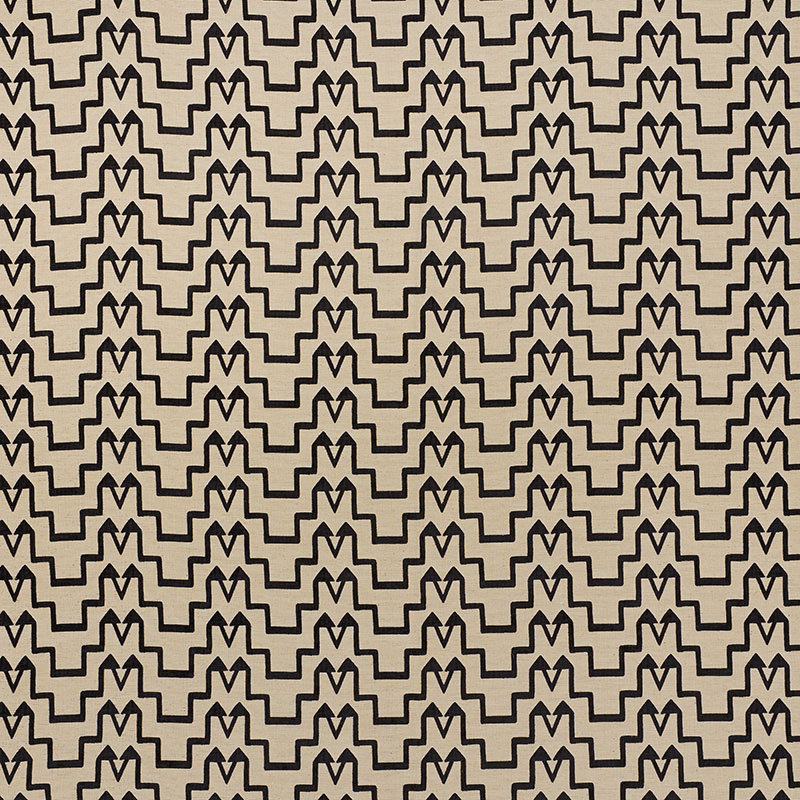 Schumacher x David Kaihoi Turkish Step Fabric, Black/Gray