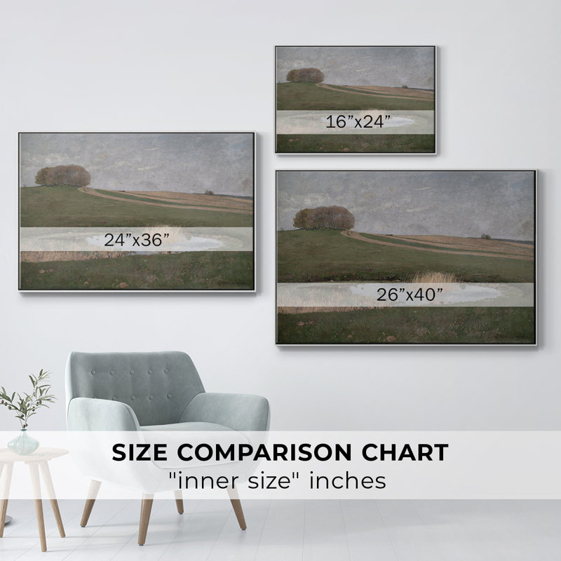 Paysage rétro - Dxxix, H 25 po x l 37 po x P 2 po, Toile encadrée flottée blanche