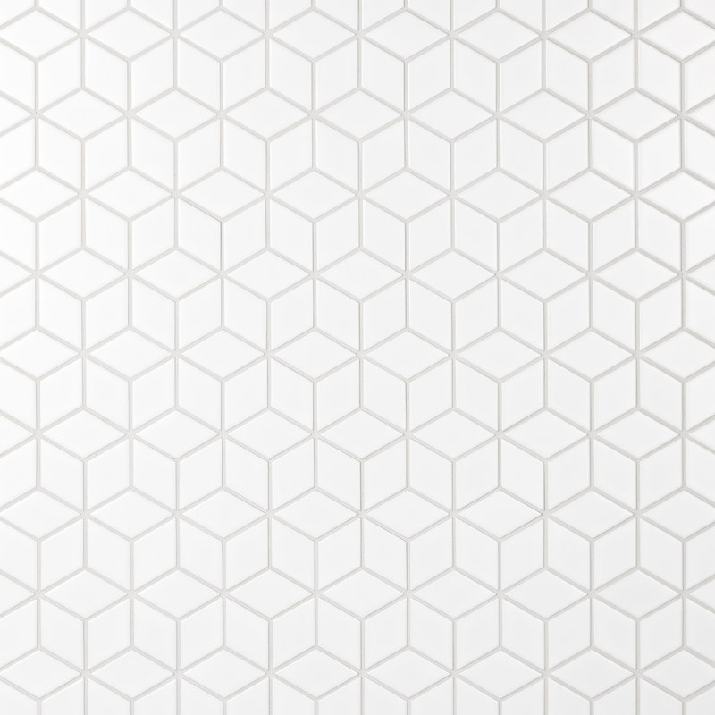 Metro Rhombus 1.75" x 3" Porcelain Grid Mosaic Wall & Floor Tile, Matte White