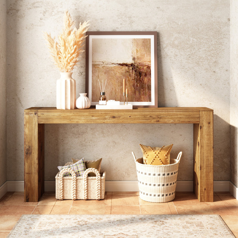 63'' Reclaimed Solid Wood Console Table Minimalist Design Quick Assembly