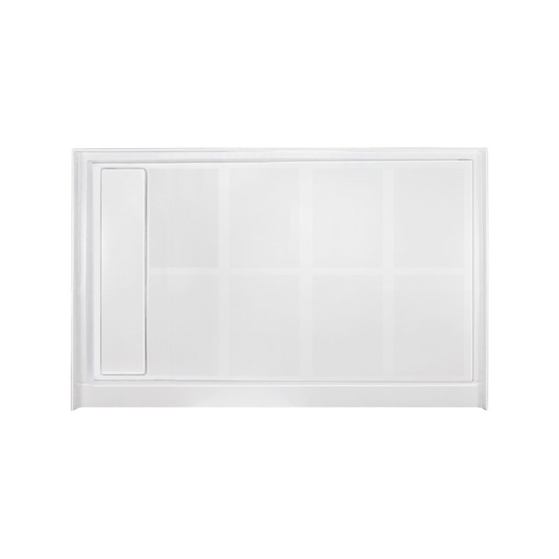 Base de douche à seuil simple 32 po x 48 po avec housse de drain, Blanc, Côté gauche