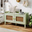 Range-chaussures en rotin vert clair
