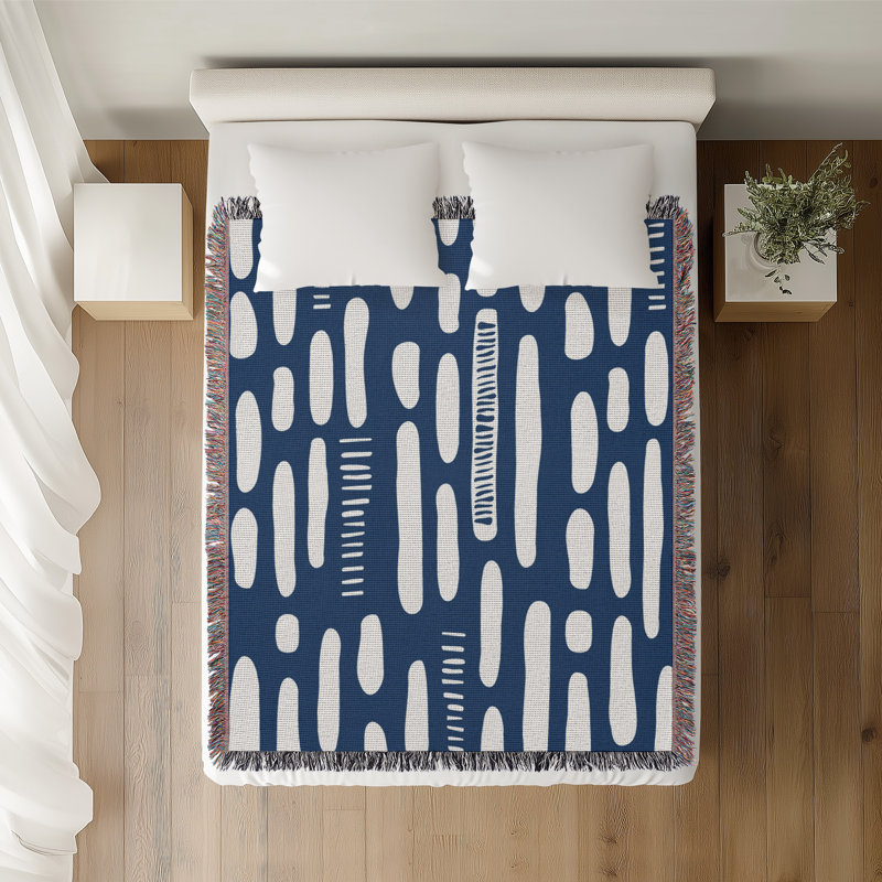 Jeté en coton Deka, Bleu, 60 x 60