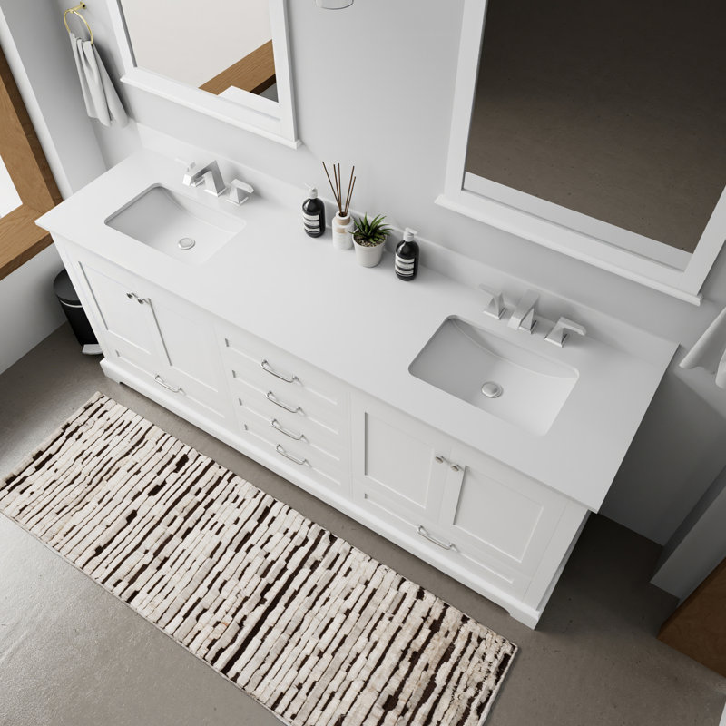Double Bath Vanity with Quartz Top, White