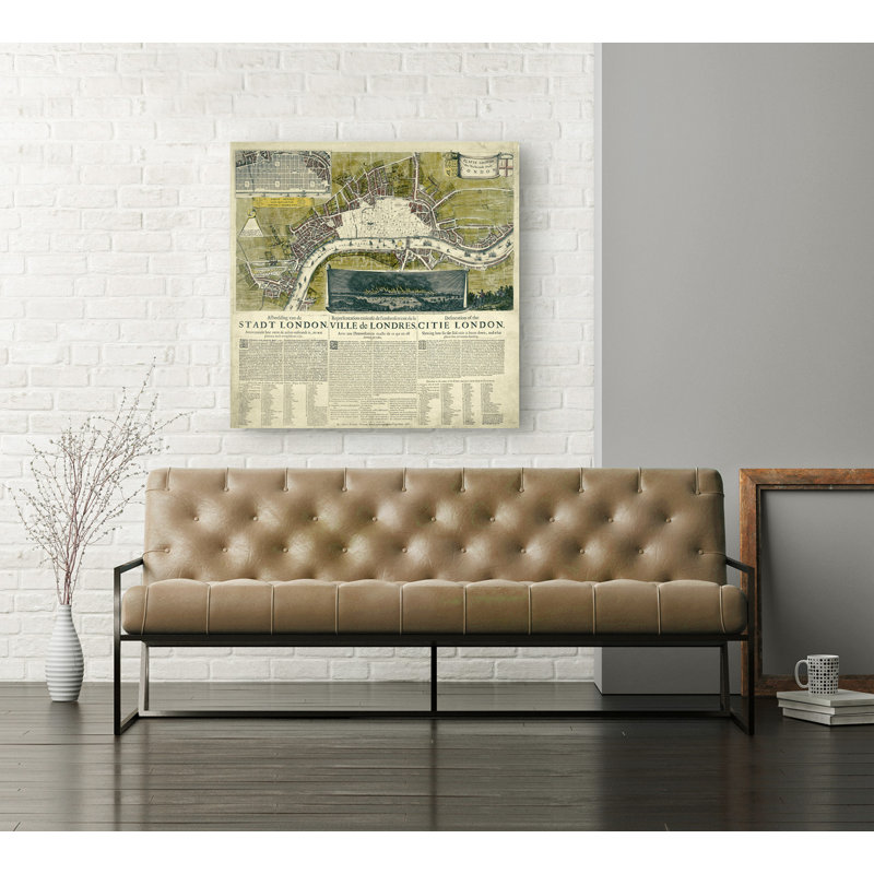 Map Of London by Gustav Klimt - Wrapped Canvas Print, 70cm H x 70cm W x 4cm D