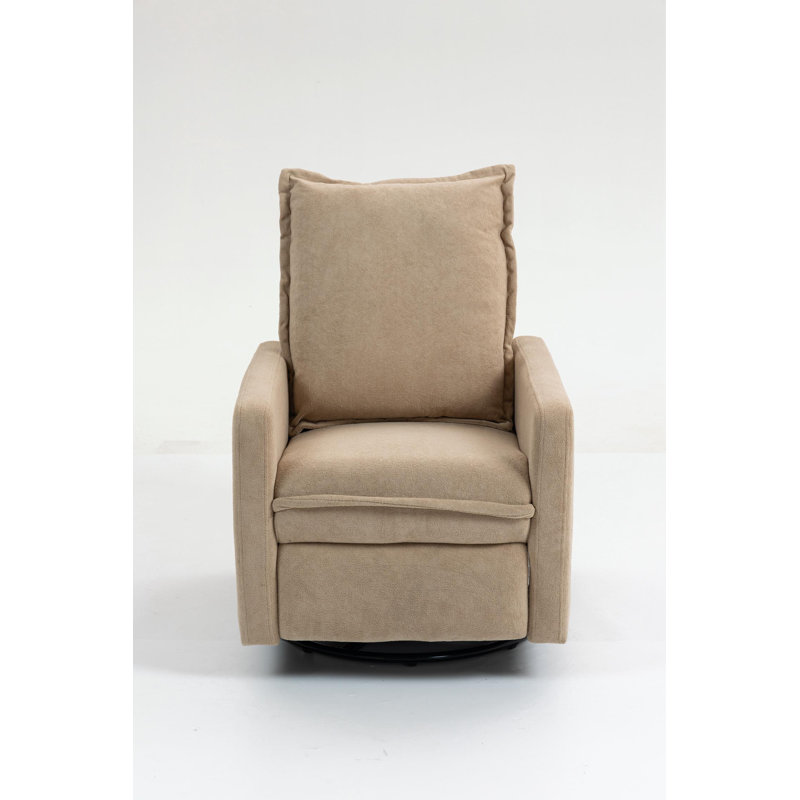 Swivel Rocker Recliner Chair with soft cushion, Camel