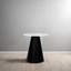 Riko Side End Table, White Natural Marble 18 Inch Round Top, Modern Black Pedestal Base