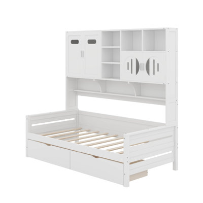 Twin Size Wooden Daybed With Drawers