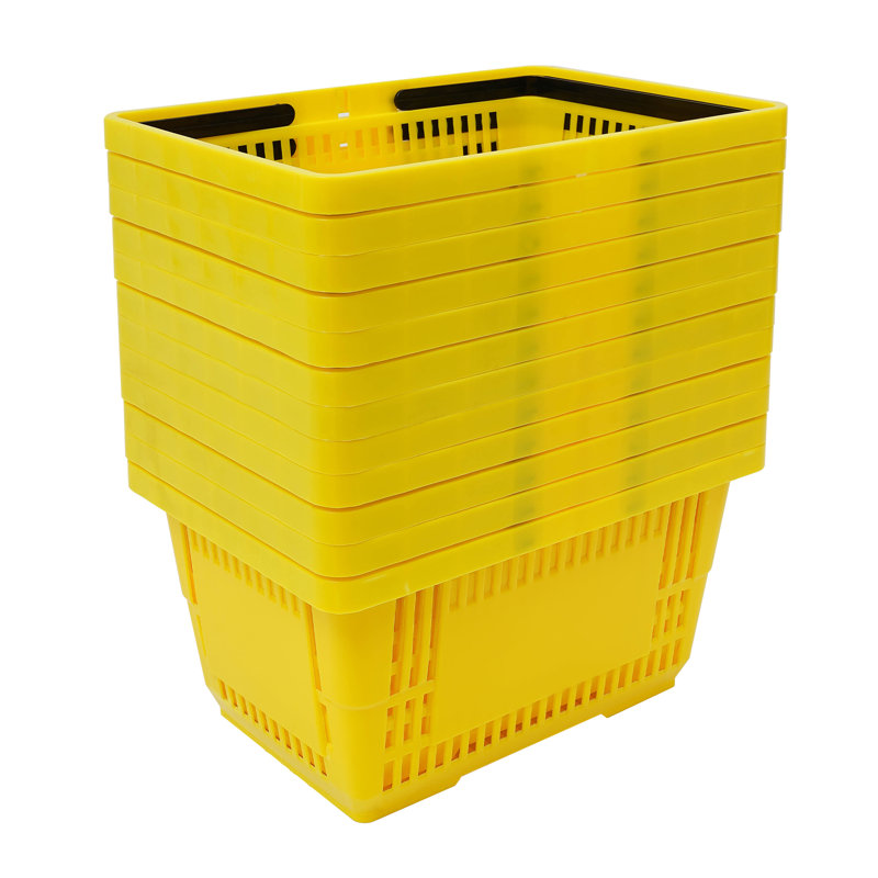 12Pcs 18L Shopping Baskets With Handles, Yellow