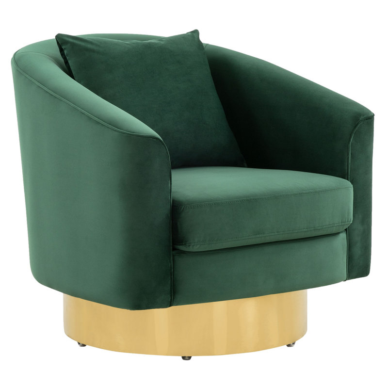 Kataleya Velvet Swivel Barrel Chair, Green Velvet