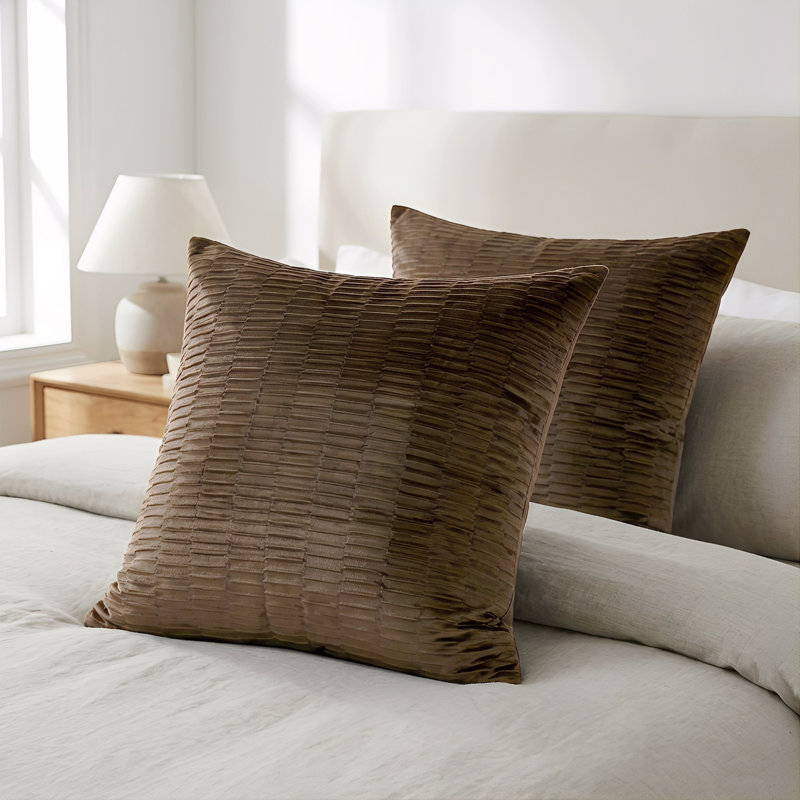 Velvet Pleated Euro Pillow Cover, Carafe