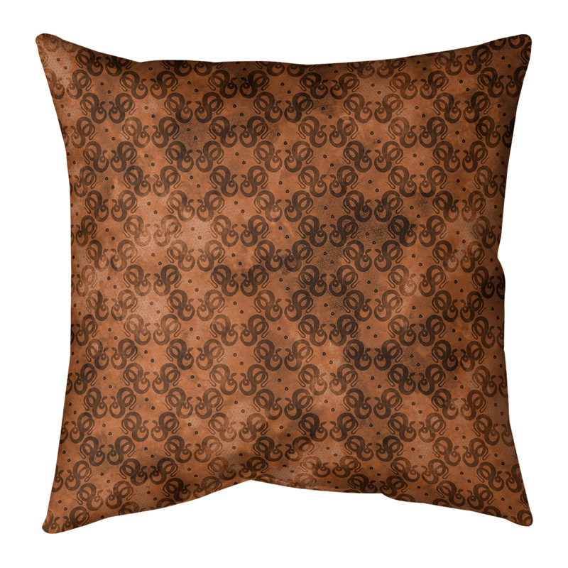 Coussin décoratif intérieur / extérieur Katelyn Elizabeth Snakes, 20 po x 20 po, Orange