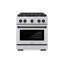 Cuisinière à gaz 30 po ZLINE Autograph Edition avec 4 brûleurs et détails noir mat