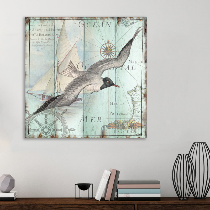 «La Mer: Seagull» par Tre Sorelle Studiod - impression sur toile, H 48 po x l 48 po