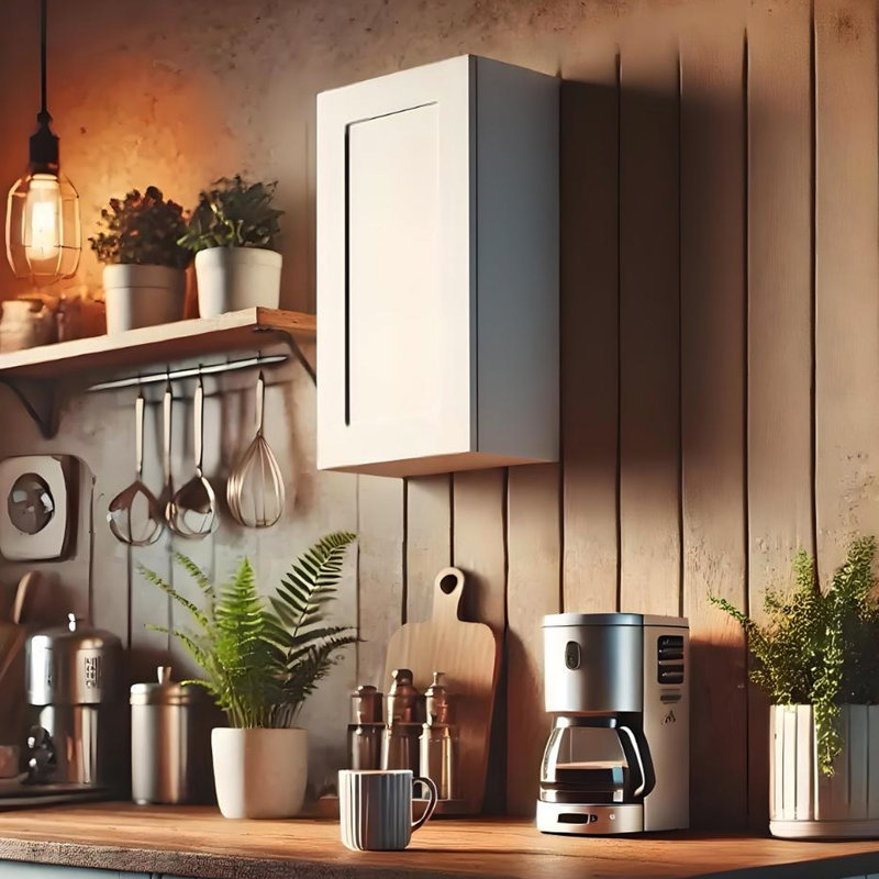 Armoire murale en bois blanc avec 1 porte, 2 tablettes, fermeture en douceur et installation facile pour la cuisine de garage (l 21 po x P 12 po x H 30 po)