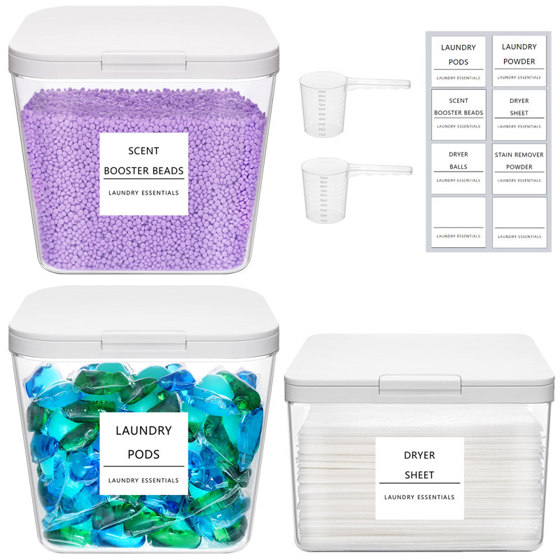 Paquet de 3 ensembles de porte-serviettes à linge de 0,72 gallons et ensembles de porte-draps 0,5 gallons, couvercles à pression, rangement et rangement pour perles d'appoint