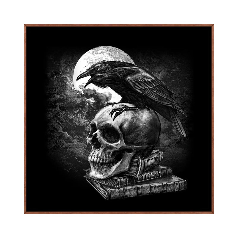 Poe's Raven - Wall Art Print - Framed Canvas, 26" H x 26" W, Framed Print without Mat, Brown