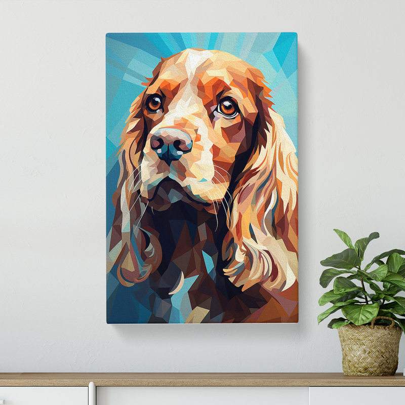Cocker Spaniel Geometric - Wrapped Canvas, 60cm H x 40cm W x 3cm D