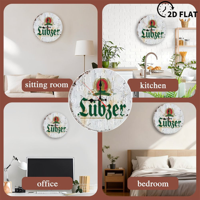Horloge murale en bois 10 po, mouvement silencieux, à piles (piles AA non incluses), décor artistique, parfait pour les décorations