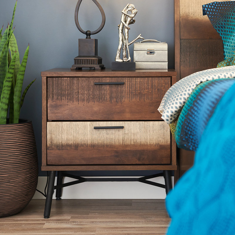 55cm W Solid Wood Bedside Table