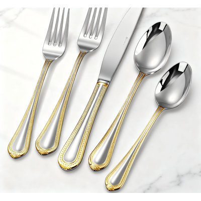 20-Piece Refined Bead Silverware Set, 18/10 Stainless Steel Flatware Service For 4, Dishwasher Safe With Mirror Finish