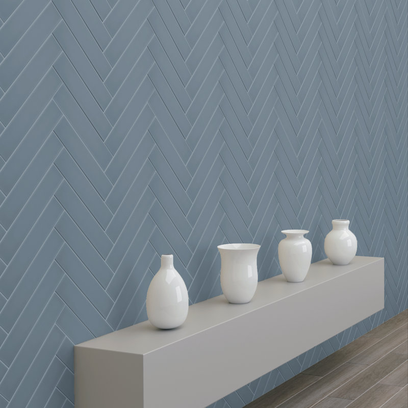 Curvaceous 3" x 12" Ceramic Wall Tile, Blue Haze