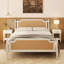 Structure de lit plateforme en bois massif Chikezie avec tête de lit, structure de lit en osier de style bohémien avec tête de lit-866610731-866610734