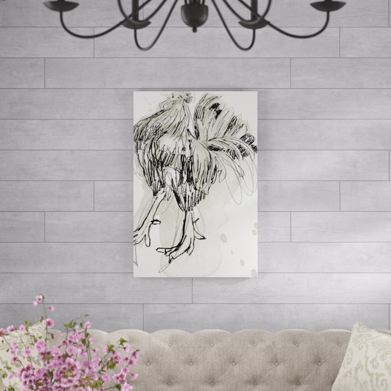 «Feathered Fowl II», peinture sur toile, H 36 po x l 24 po