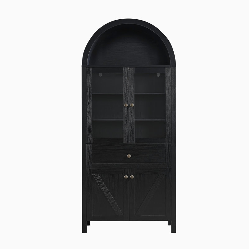 Armoire de cuisine, armoire dôme haute, armoire de rangement autoportante, Noir