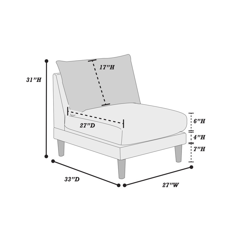 5Pcs Modular Sectional , Mineral Color, Cushions, 2X One Arm Chairs, 93"X33"X31", Wood Leg Couch 5Pcs, Classic Design, 33"X33"X31