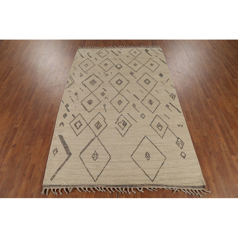 Tapis marocain géométrique ivoire moderne 6 x 10