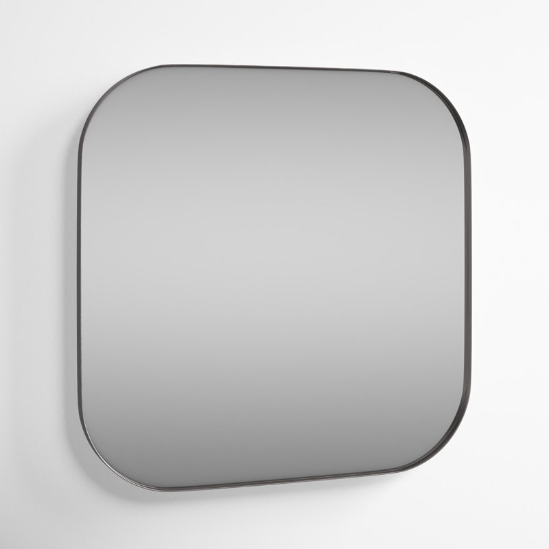 Slade Metal Flat Mirror, 24" x 24", Silver