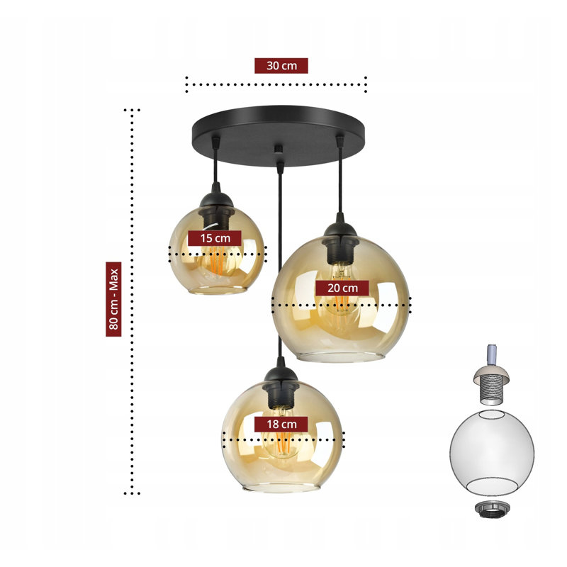 Vanderpol 3 - Light Black Cluster Pendant