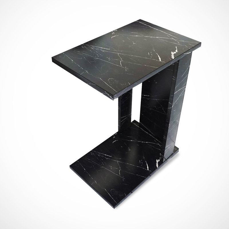Rathnait Modern Side Table, Black & White, 11.8 x 24.0 x 16.9 inches | 100% Melamine Coated Particle Board, Thickness: 0.7 inches | Stylish & Functional Design for Living Room, Bedroom, or Office, Durable & Elegant