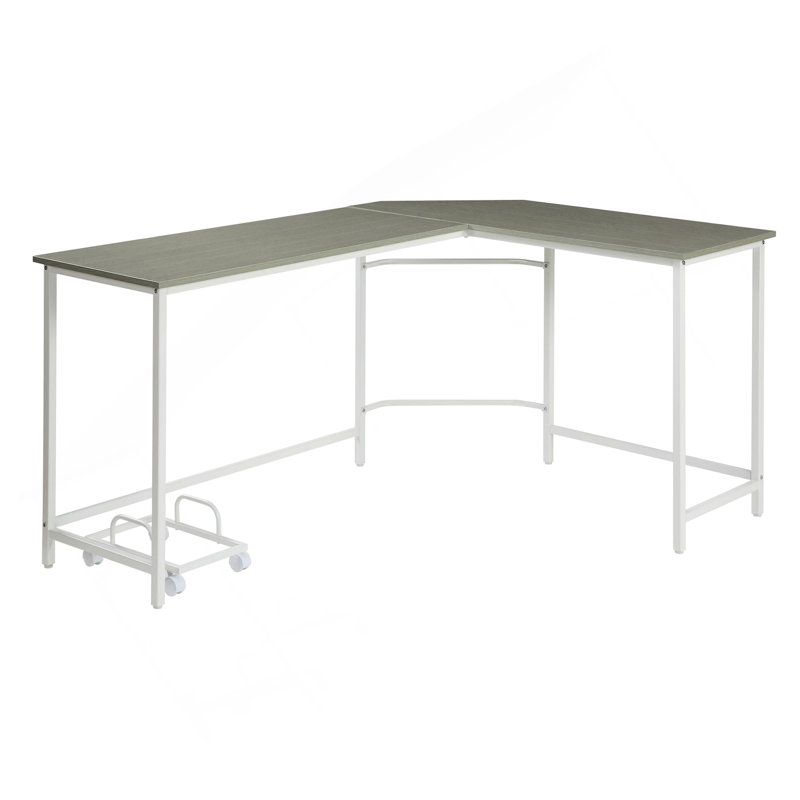 Grey And White L-Shape Computer Desk