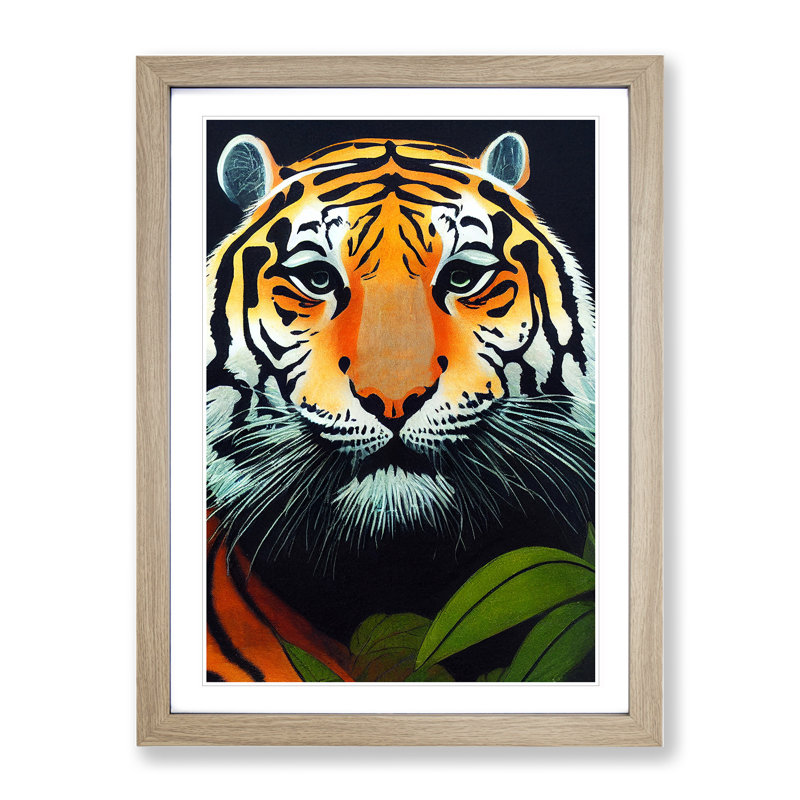 Tiger in the Jungle - Framed Print, 64cm H x 46cm W x 2cm D, Oak Framed