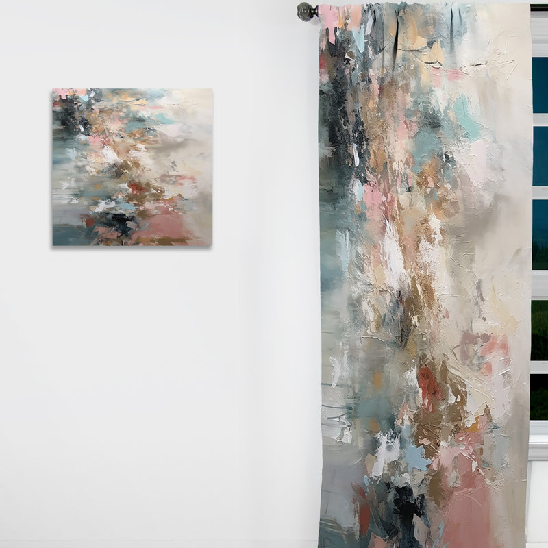 Brushstroke Abstract Painting I - Abstract Collages Room Darkening Abstract Curtain - 1 Panel, L 52 po x L 63 po